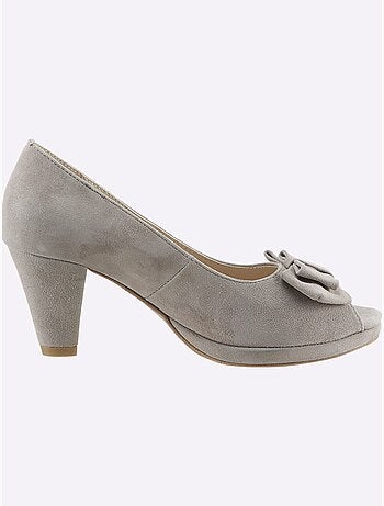 Chaussure à Bout Ouvert Cuir Velours De Chèvre - Taille Standard - Helline