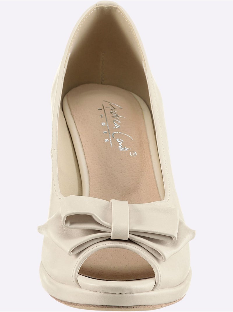 Chaussure à Bout Ouvert Imitation Cuir Souple - Taille Standard - helline Crème - Kiabi