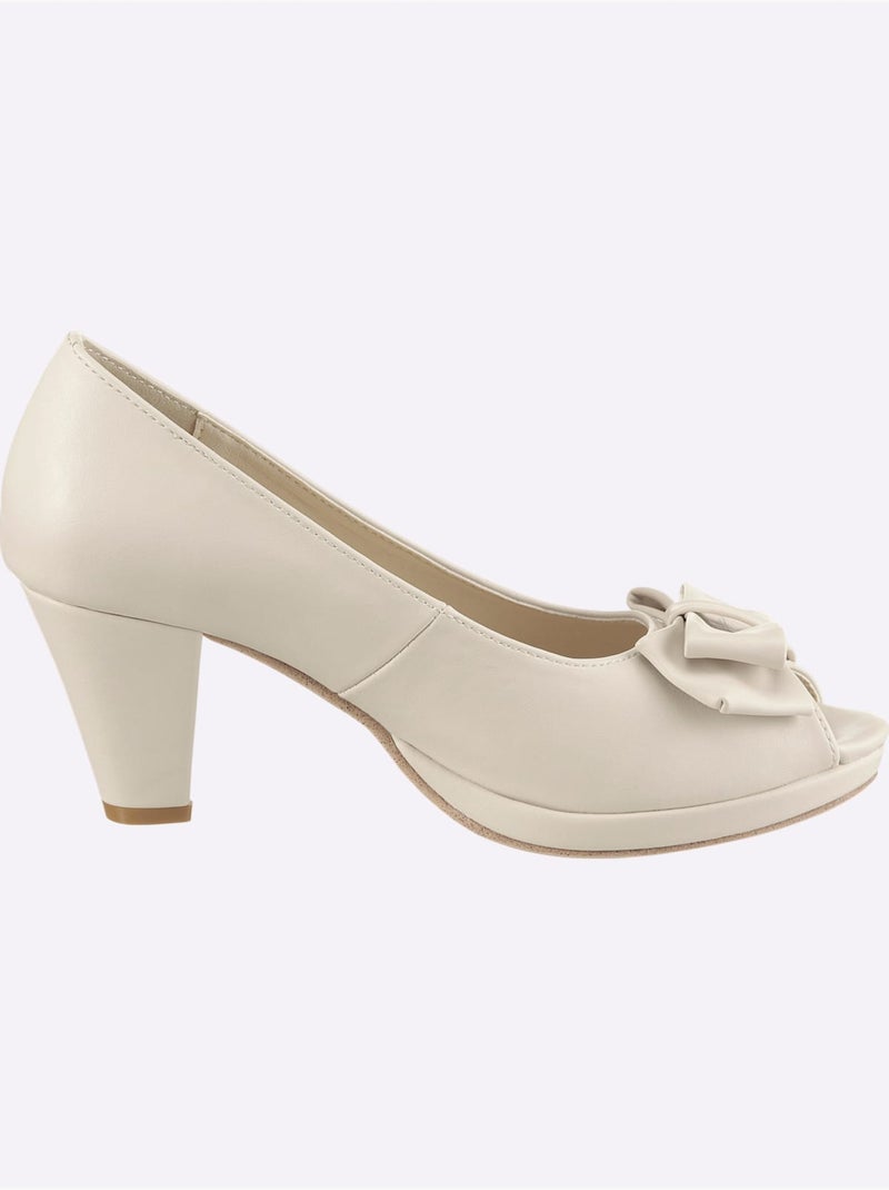 Chaussure à Bout Ouvert Imitation Cuir Souple - Taille Standard - helline Crème - Kiabi
