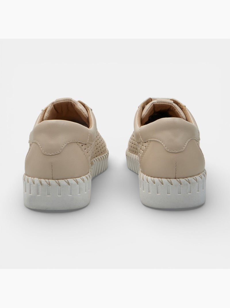 Chaussure à lacets en cuir ajouré Bata Beige - Kiabi
