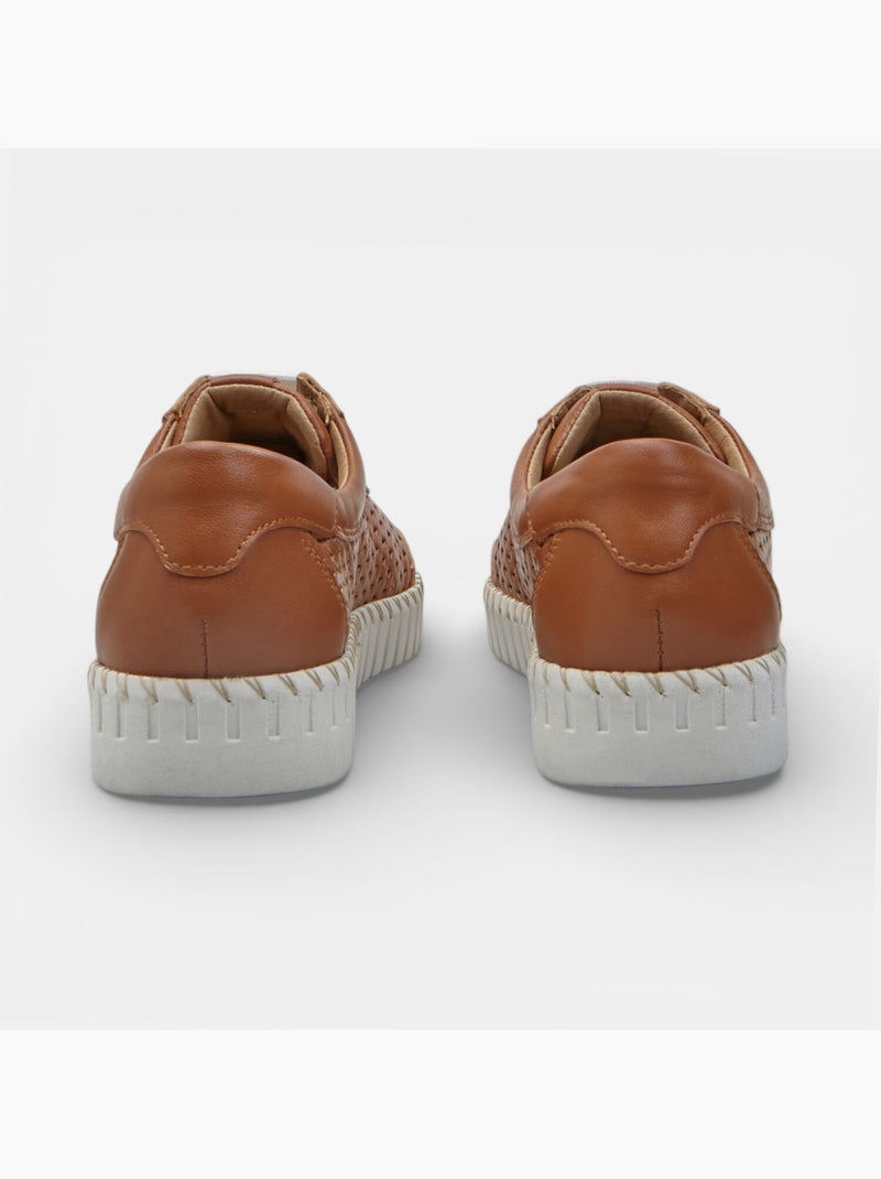 Chaussure à lacets en cuir ajouré Bata Marron - Kiabi