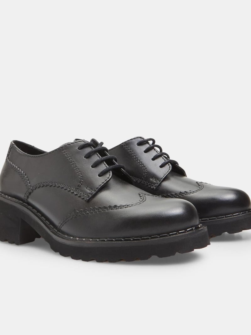 Chaussure à lacets en cuir avec talon de 4,5 cm BATA Noir - Kiabi