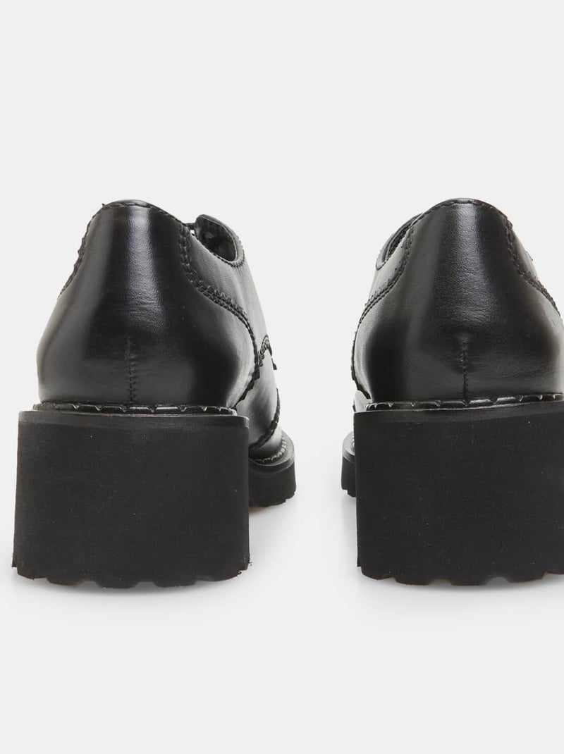 Chaussure à lacets en cuir avec talon de 4,5 cm BATA Noir - Kiabi
