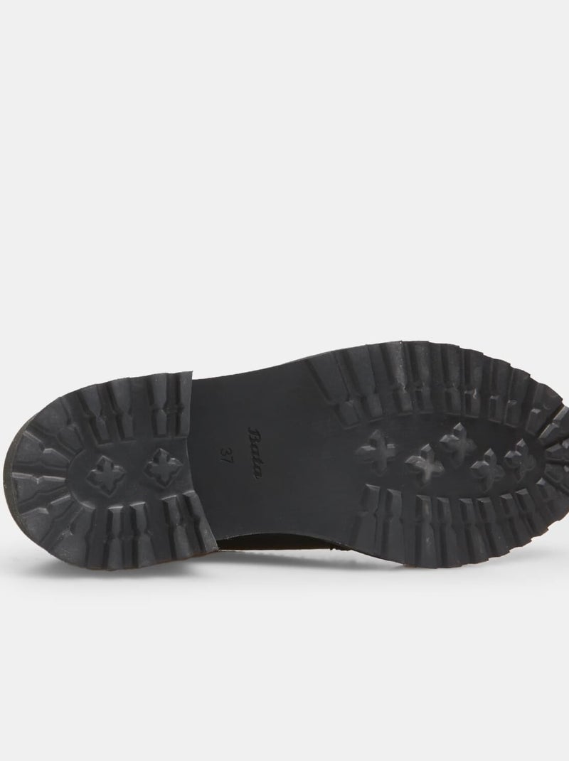 Chaussure à lacets en cuir avec talon de 4,5 cm BATA Noir - Kiabi