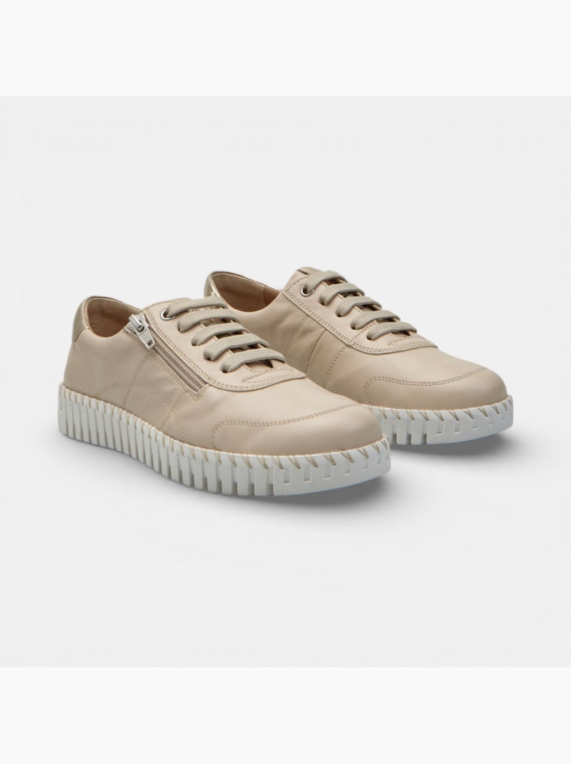 Chaussure à lacets en cuir Bata Beige - Kiabi
