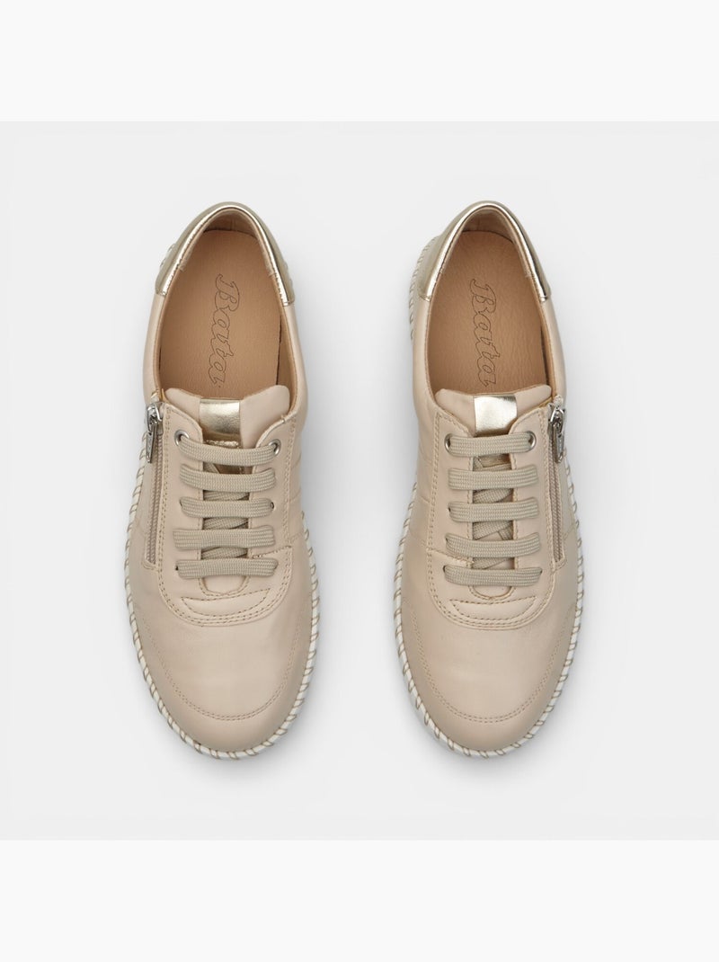 Chaussure à lacets en cuir Bata Beige - Kiabi