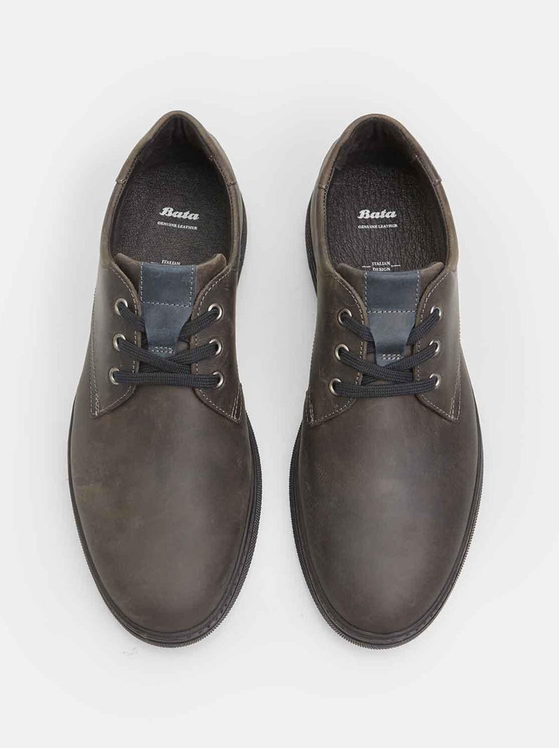 Chaussure à lacets en cuir  BATA Bleu - Kiabi