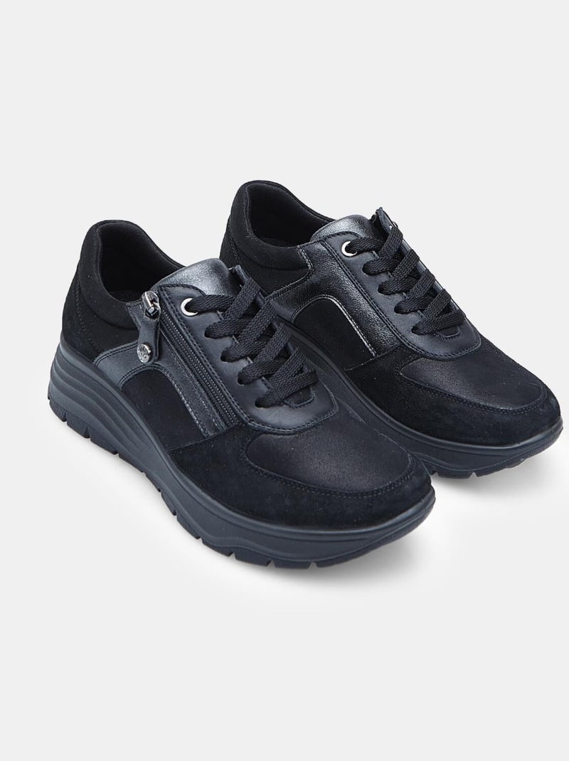 Chaussure à lacets en daim avec fermeture éclair  Bata Noir - Kiabi