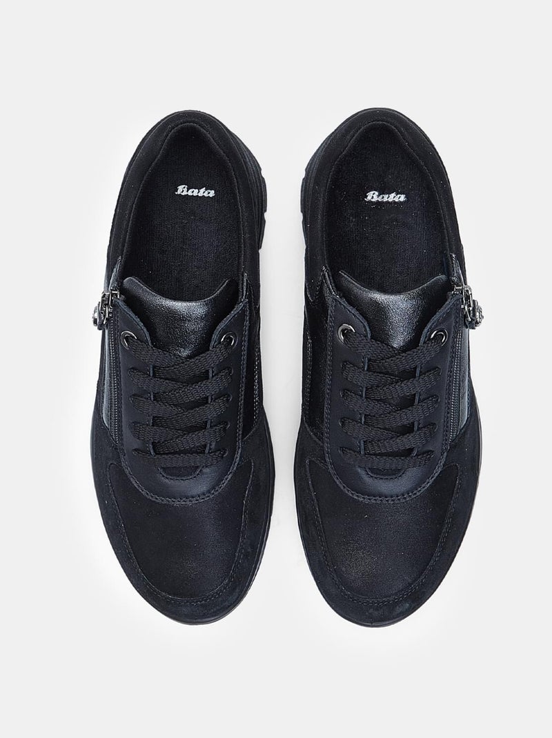 Chaussure à lacets en daim avec fermeture éclair  Bata Noir - Kiabi