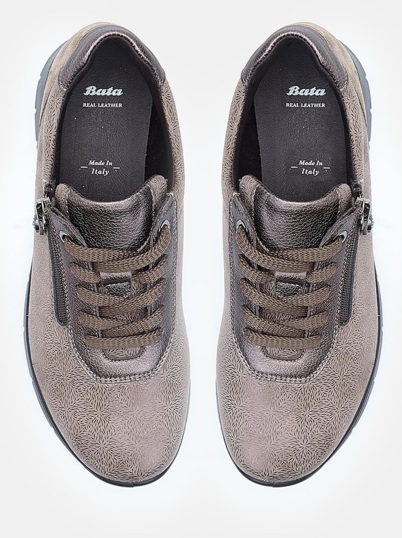 Chaussure à lacets zippée  bata Taupe - Kiabi