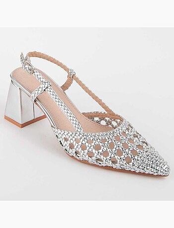 CHAUSSURE À TALONS HAUTS SYNTHÉTIQUE ARGENT