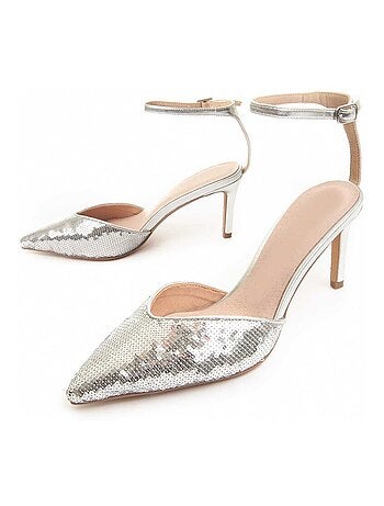 CHAUSSURE À TALONS HAUTS SYNTHÉTIQUE ARGENT