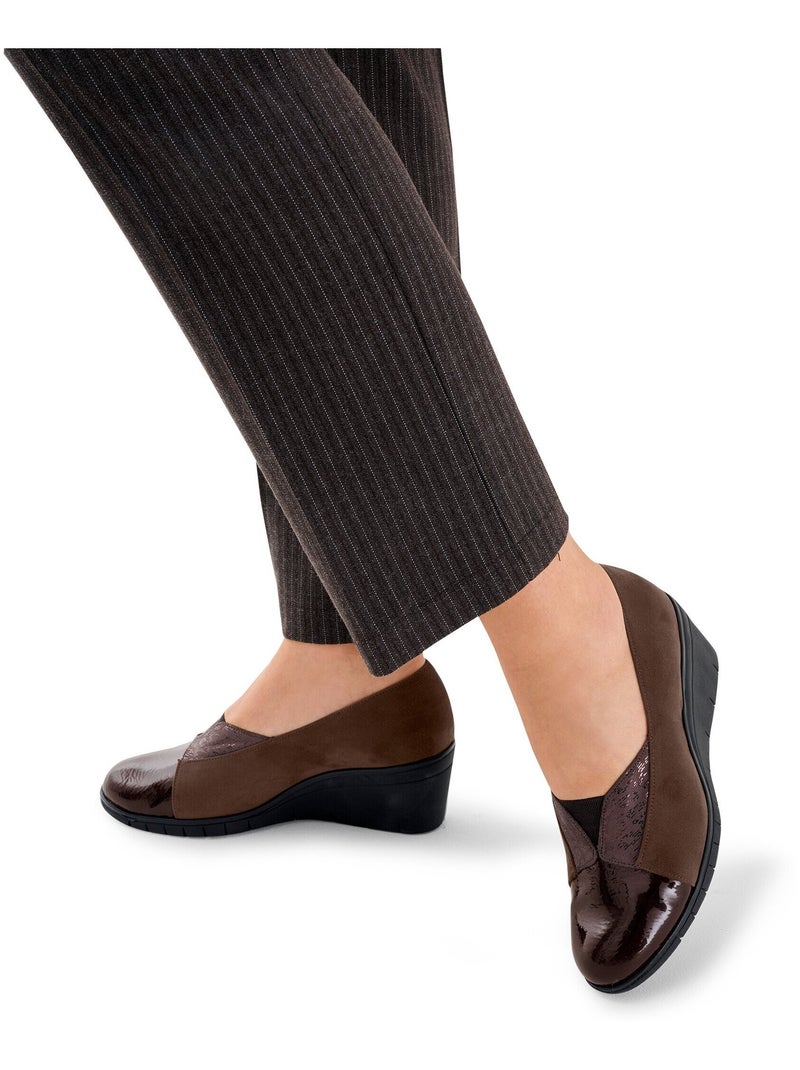 Chaussure de ville compensée largeur confort Marron - Kiabi