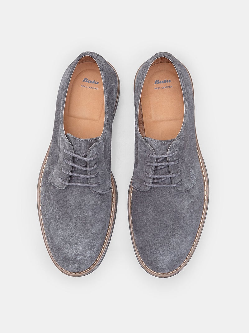 Chaussure Derby à lacets en Daim  BATA Gris - Kiabi