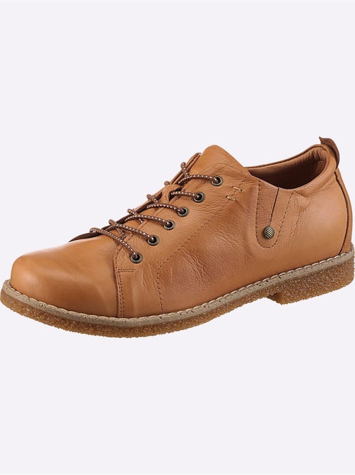 Chaussures à lacets cuir nappa de vache - taille standard - helline - Kiabi