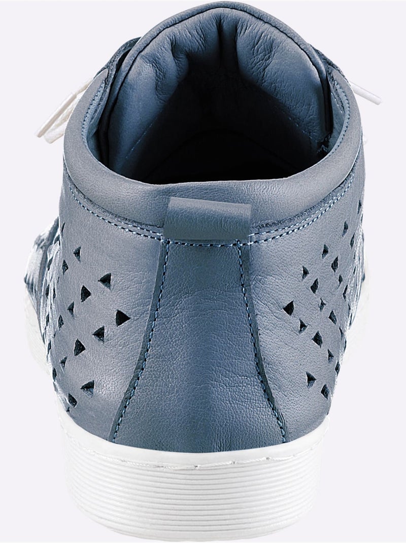 Chaussures à Lacets Cuir Nappa De Vache - Taille Standard - Helline Bleu jean - Kiabi