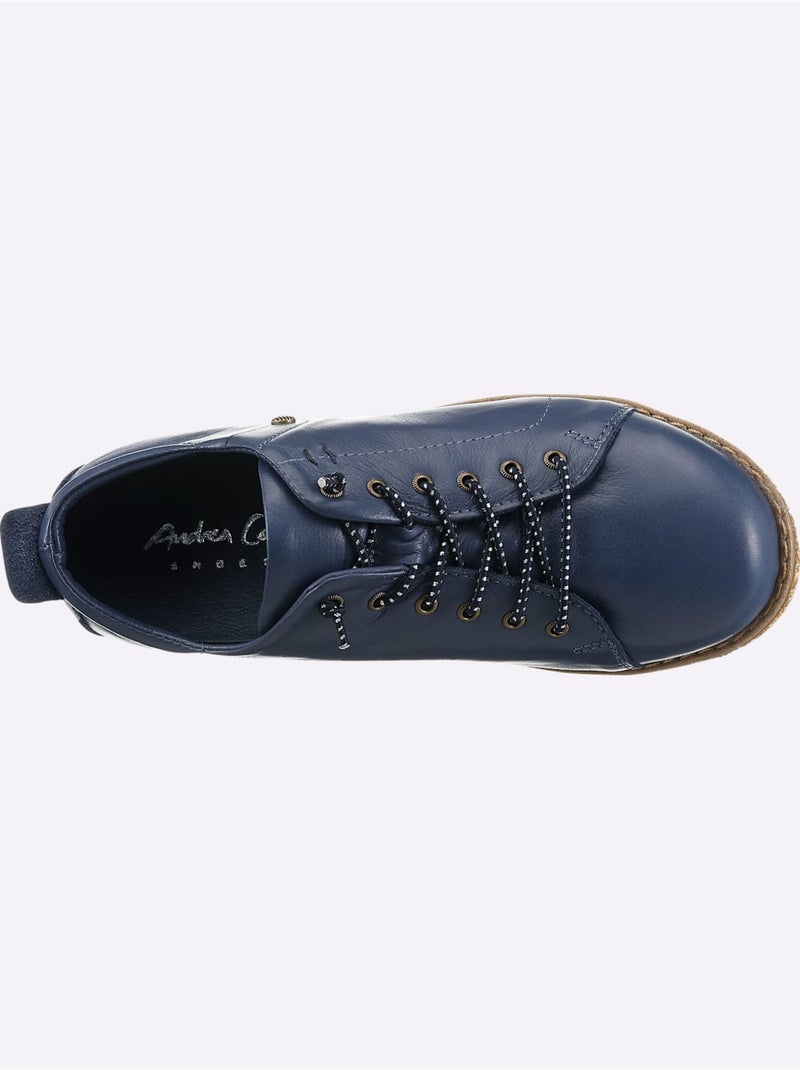 Chaussures à Lacets Cuir Nappa De Vache - Taille Standard - Helline Bleu marine - Kiabi