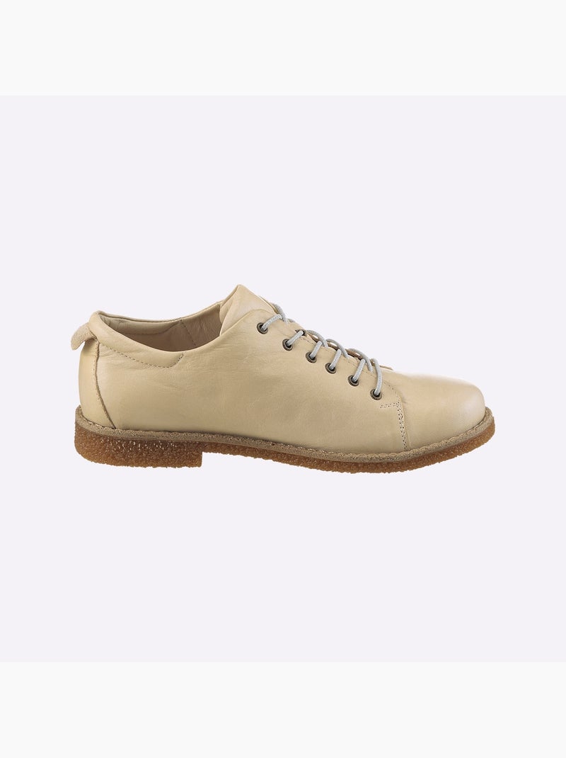 Chaussures à lacets cuir nappa de vache - taille standard - helline Crème - Kiabi
