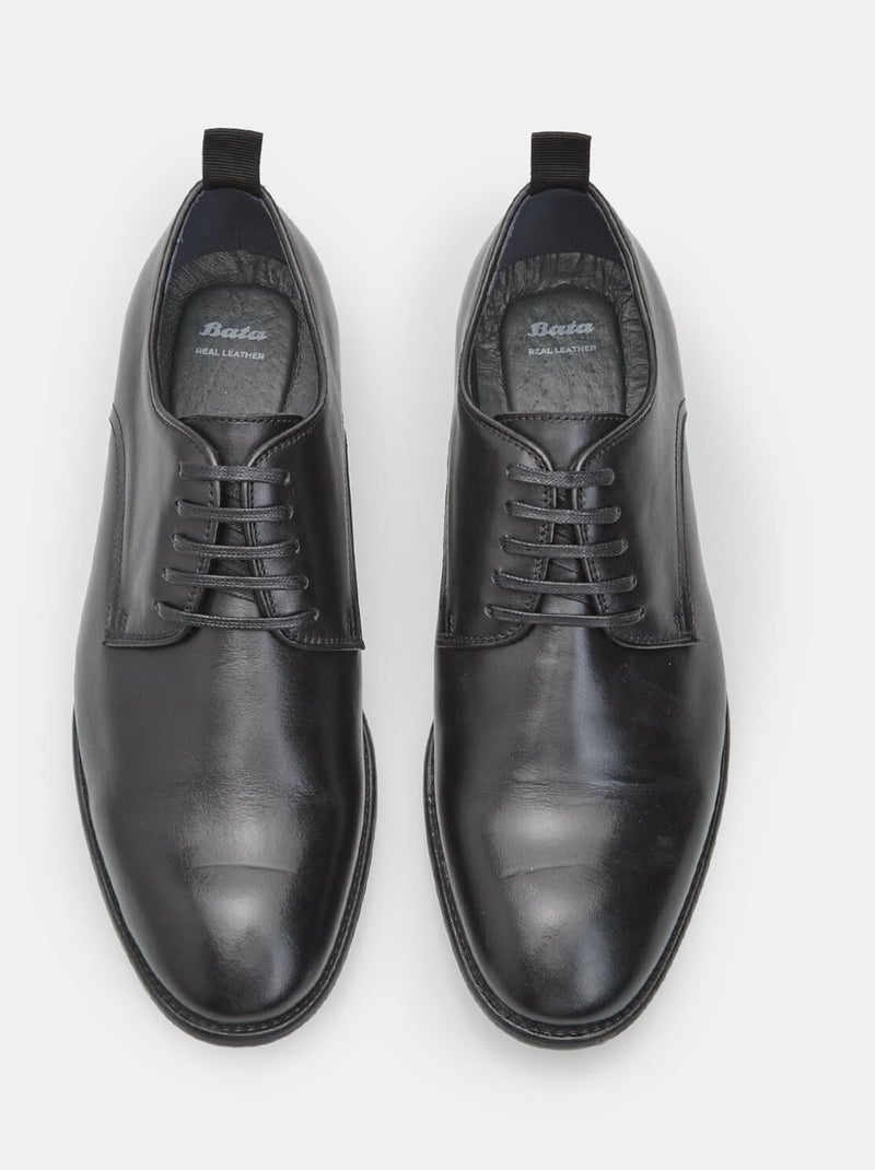 Chaussures à lacets Derby en Cuir  BATA Noir - Kiabi