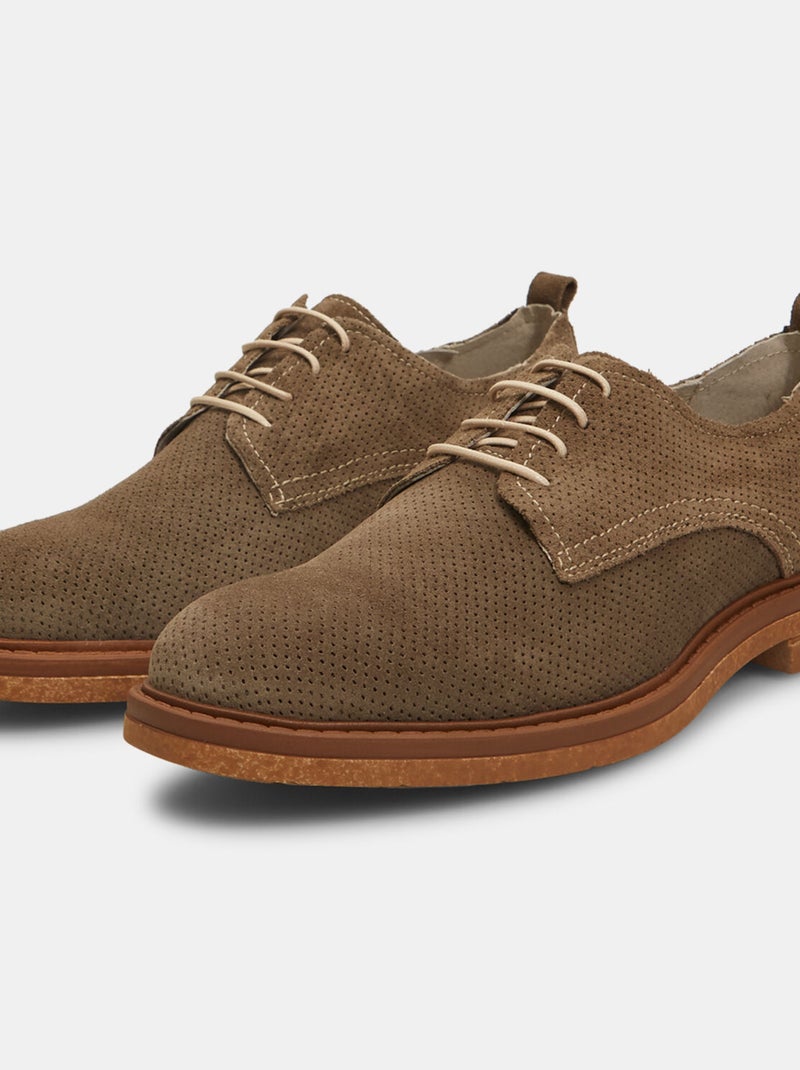 Chaussures à lacets en cuir ajouré BATA Vert - Kiabi
