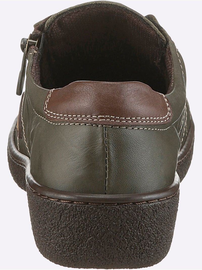 Chaussures à lacets en cuir avec glissière latérale et semelle légère - taille standard - witt Vert olive - Kiabi