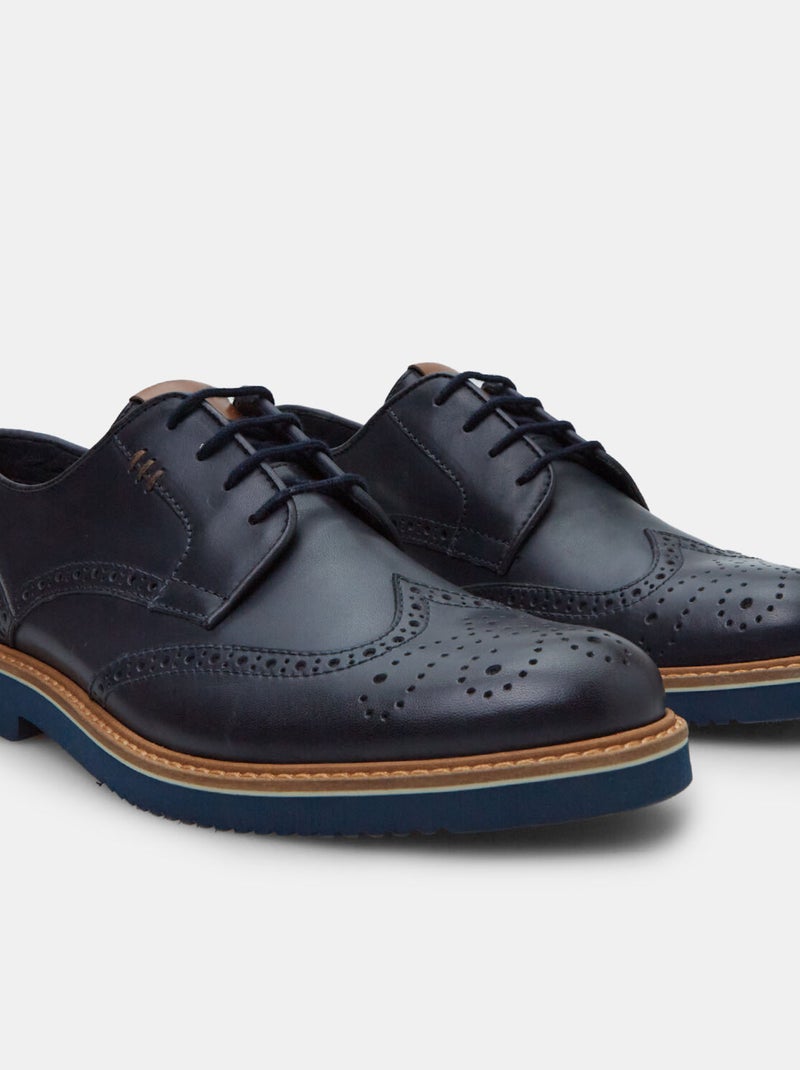 Chaussures à lacets en cuir bata Bleu - Kiabi