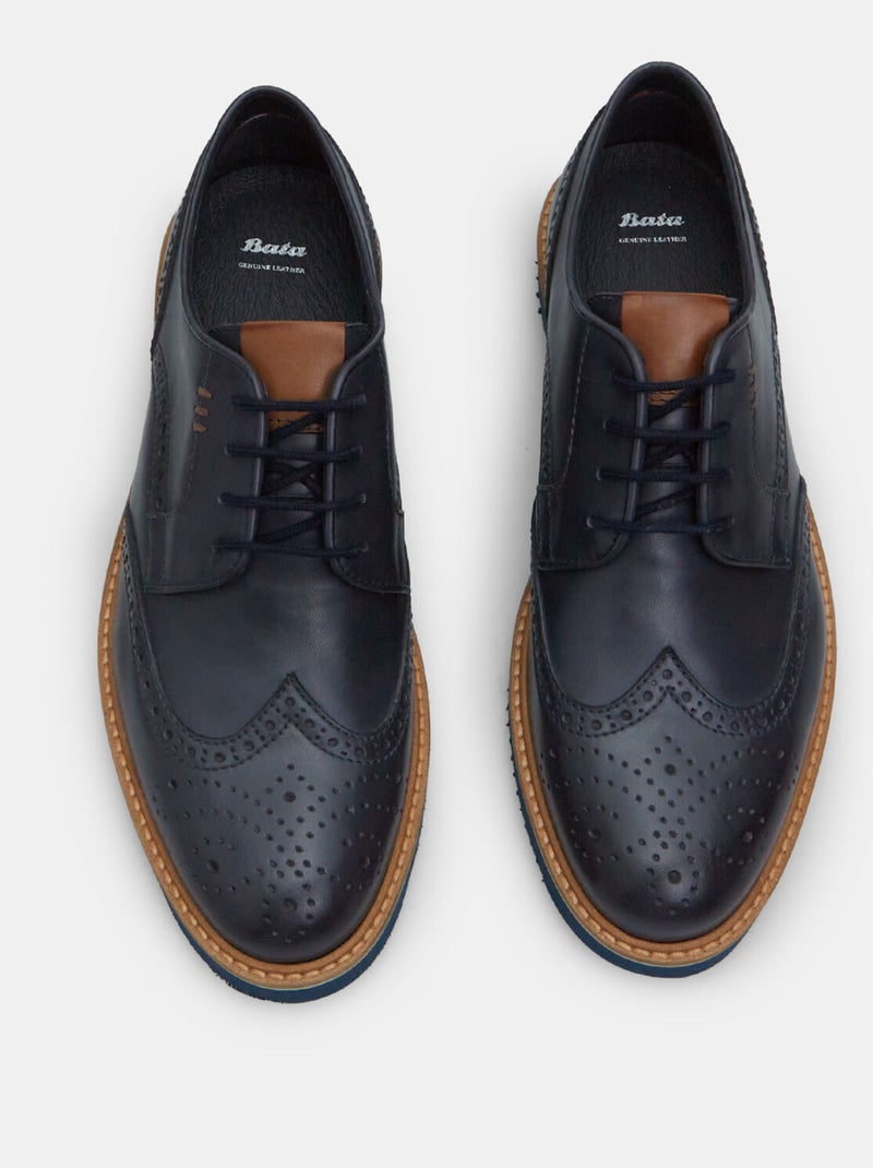 Chaussures à lacets en cuir bata Bleu - Kiabi