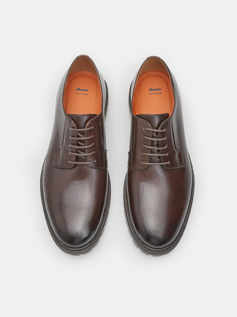 Chaussures à lacets en Cuir  BATA Marron - Kiabi