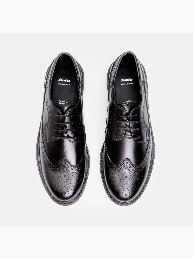 Chaussures à lacets en cuir BATA Noir - Kiabi