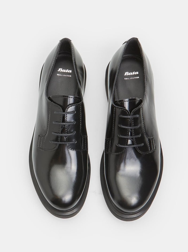 Chaussures à lacets en cuir  BATA Noir - Kiabi