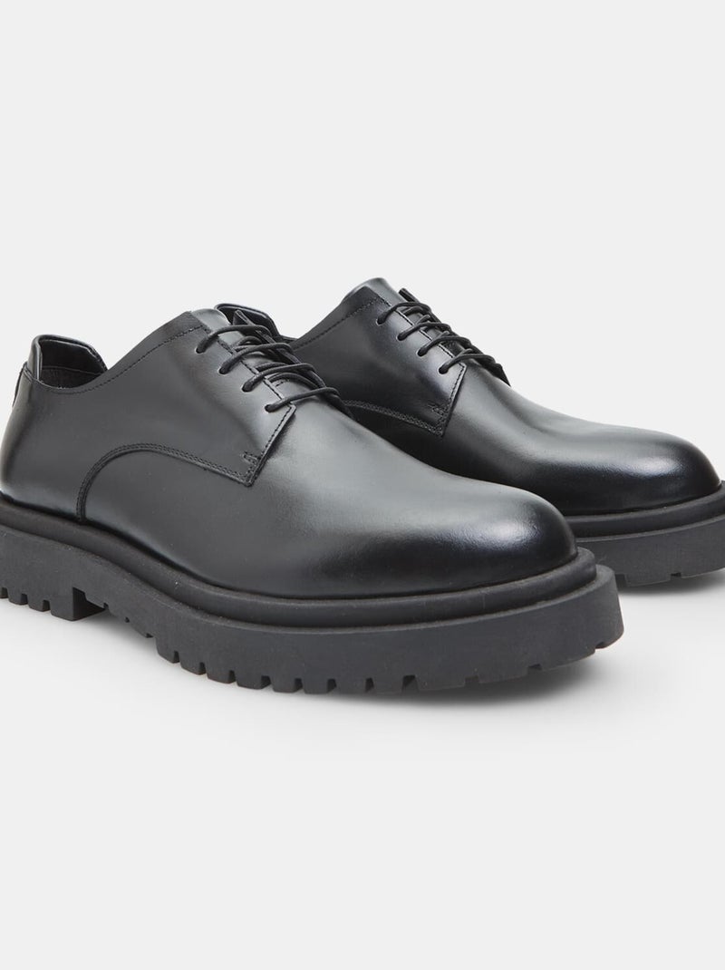 Chaussures à lacets en cuir BATA Noir - Kiabi