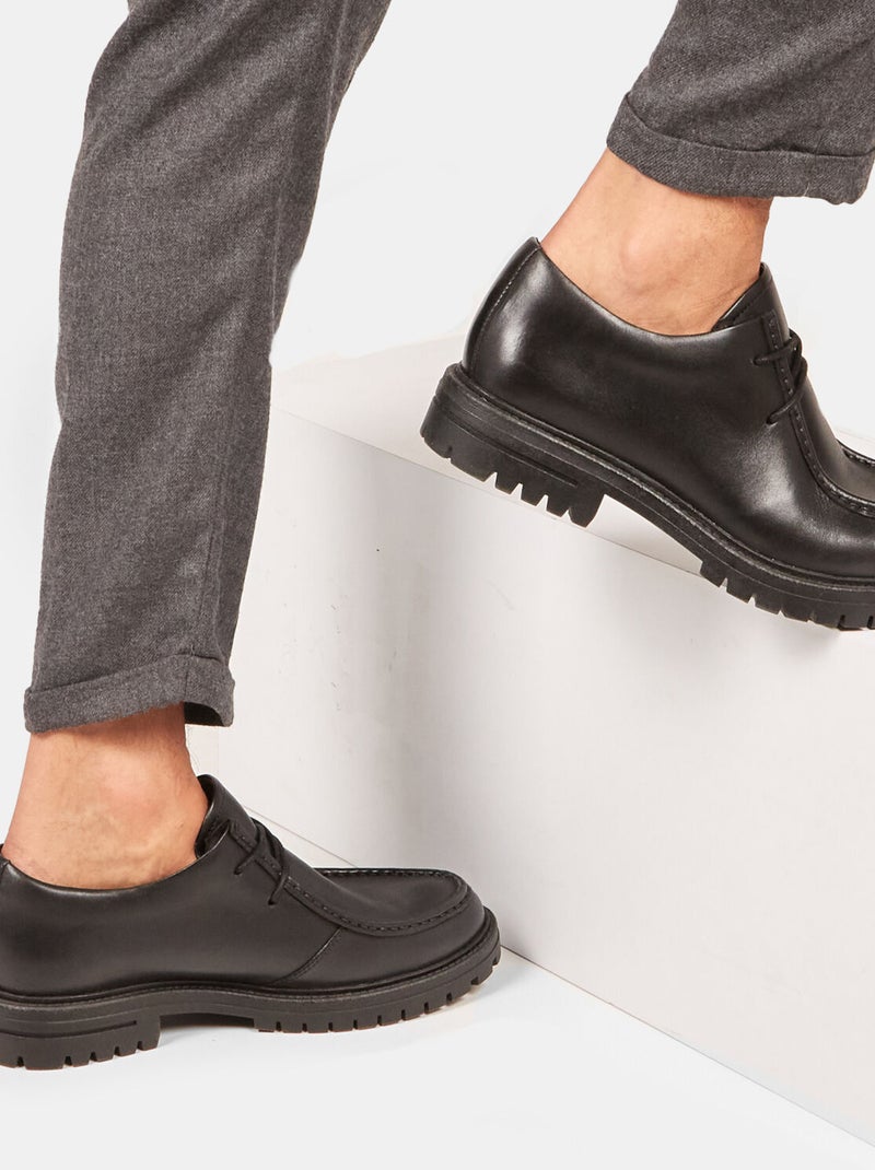 Chaussures à lacets en cuir  BATA Noir - Kiabi