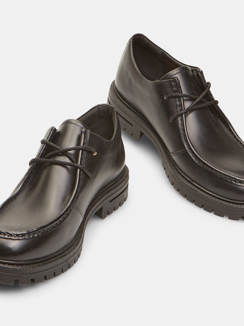 Chaussures à lacets en cuir  BATA Noir - Kiabi