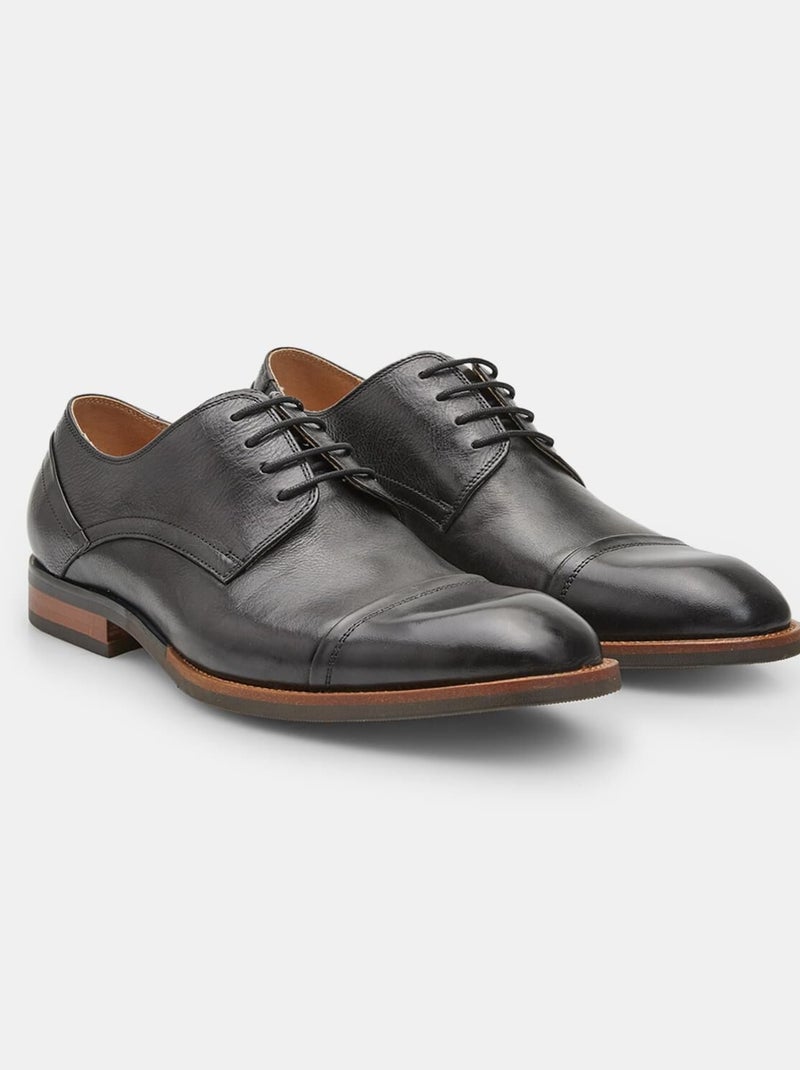 Chaussures à lacets en cuir  bata Noir - Kiabi