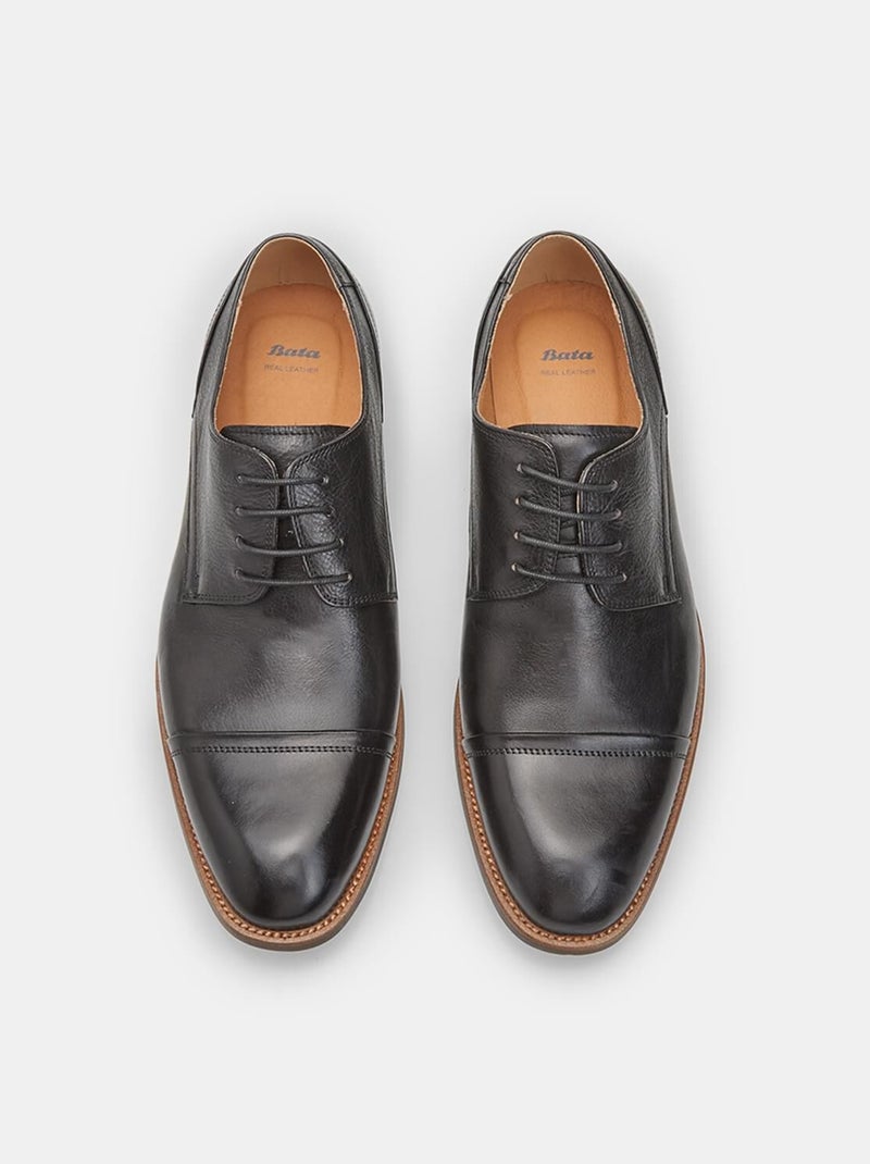 Chaussures à lacets en cuir  bata Noir - Kiabi