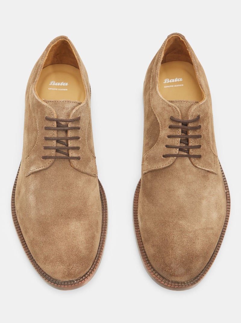 Chaussures à lacets en cuir BATA Taupe - Kiabi