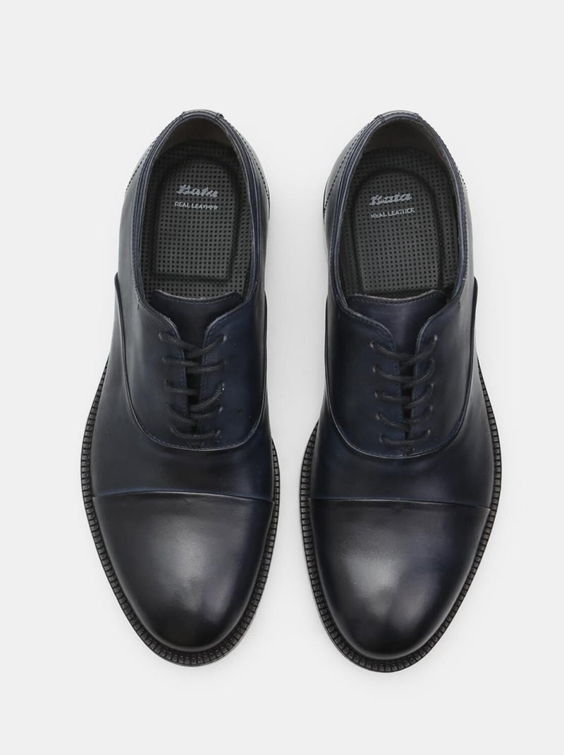 Chaussures à lacets en cuir confortables  BATA Bleu - Kiabi