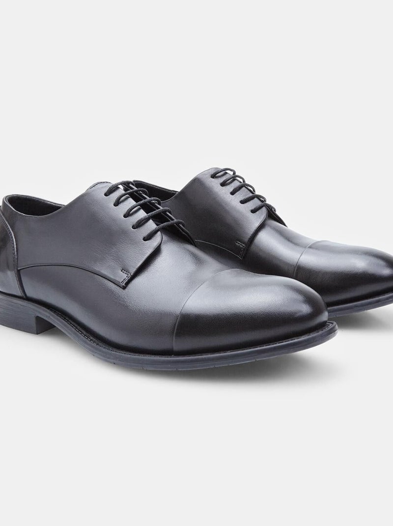 Chaussures à lacets en Cuir confortables  BATA Noir - Kiabi