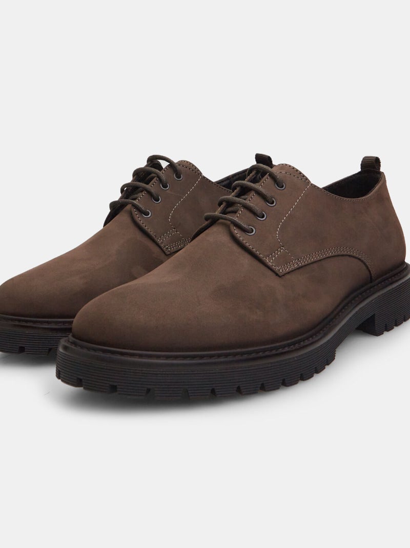 Chaussures à lacets en cuir nubuck BATA Marron - Kiabi