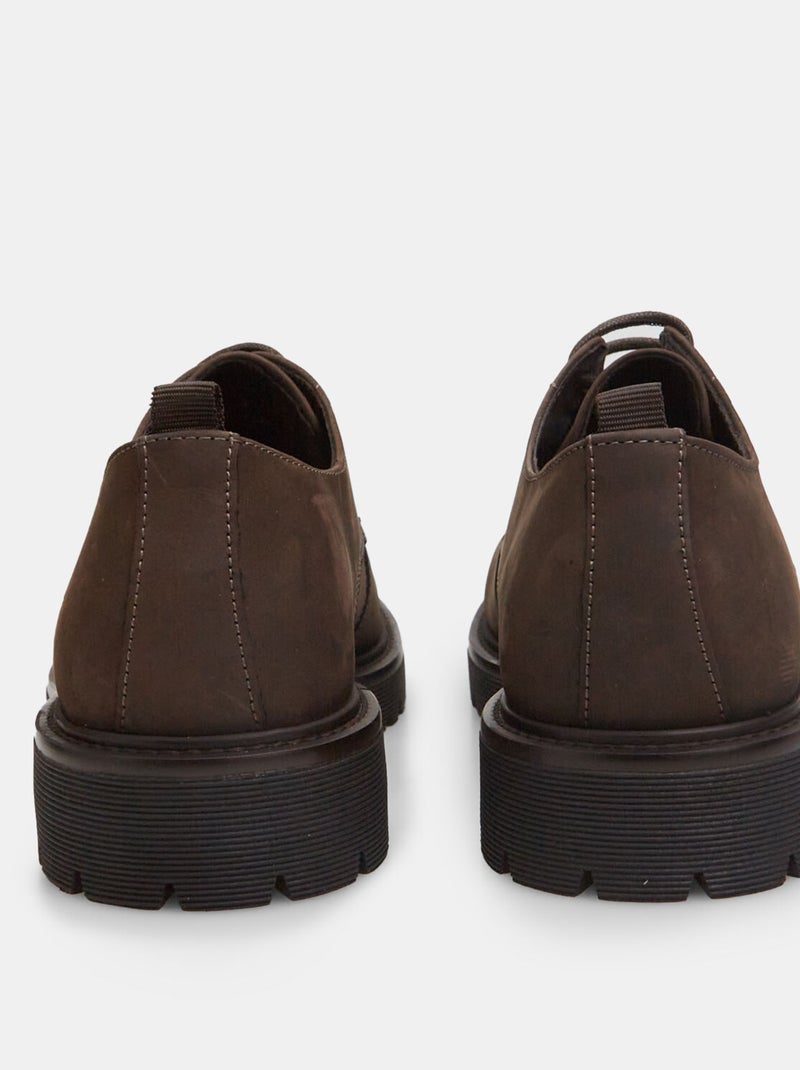 Chaussures à lacets en cuir nubuck BATA Marron - Kiabi