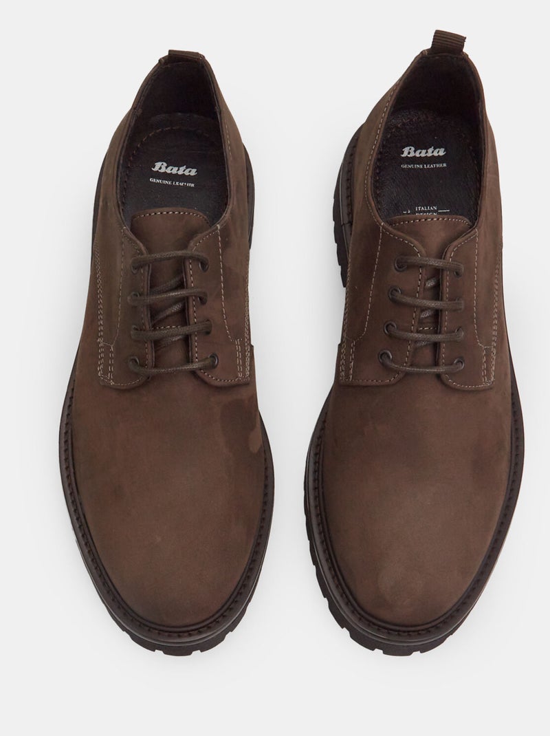 Chaussures à lacets en cuir nubuck BATA Marron - Kiabi