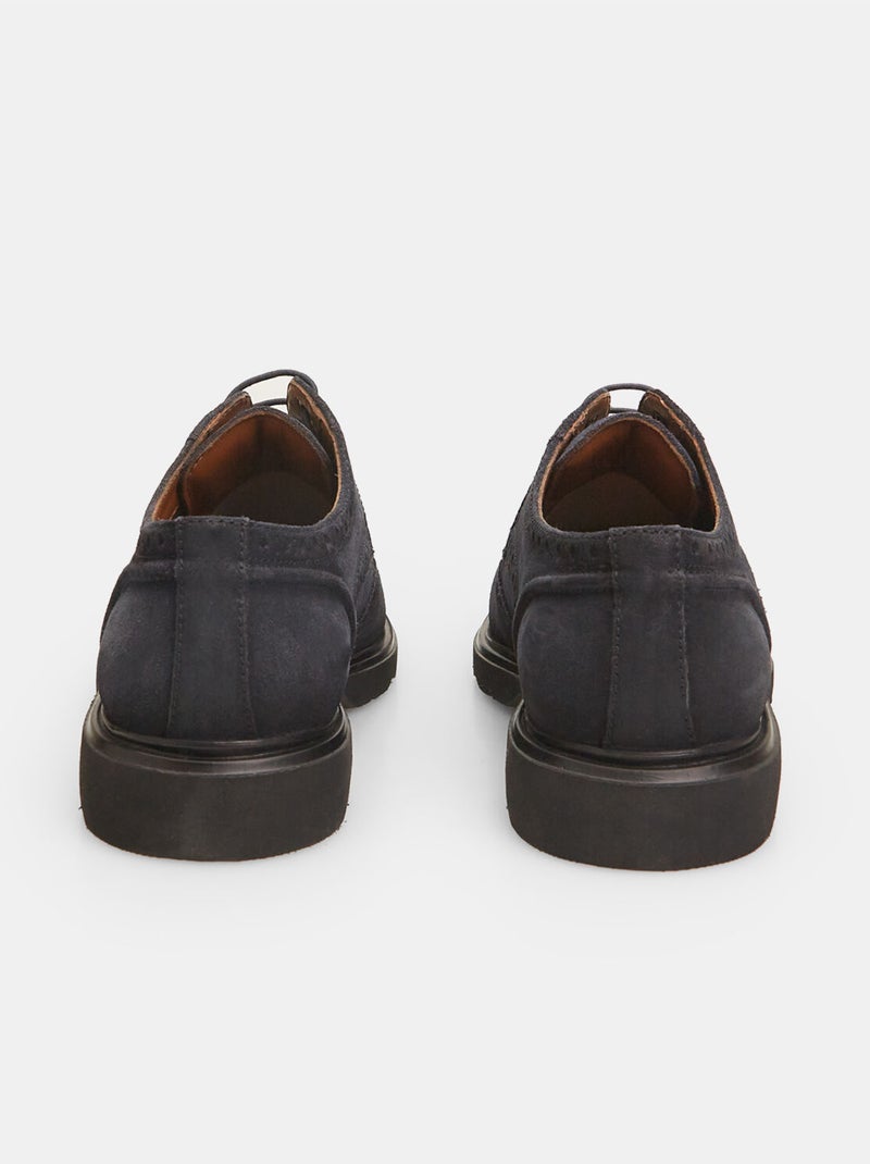 Chaussures à lacets en cuir velours BATA Bleu - Kiabi