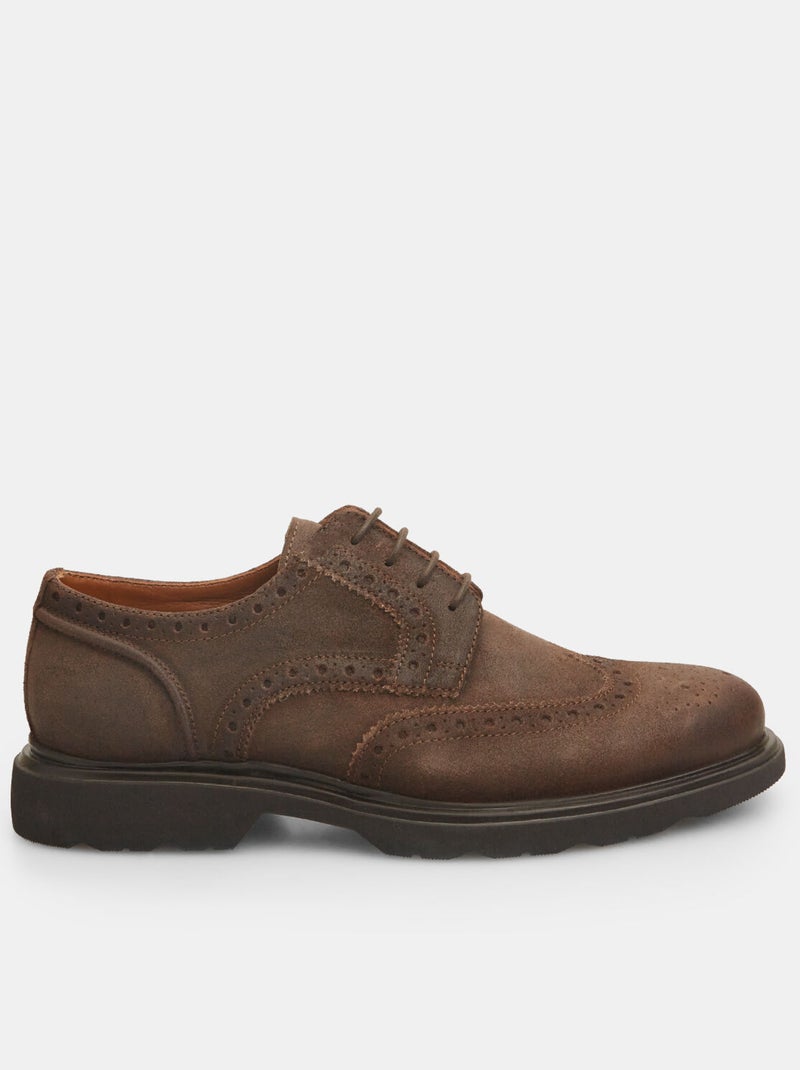 Chaussures à lacets en cuir velours BATA Marron - Kiabi