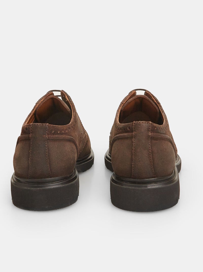 Chaussures à lacets en cuir velours BATA Marron - Kiabi