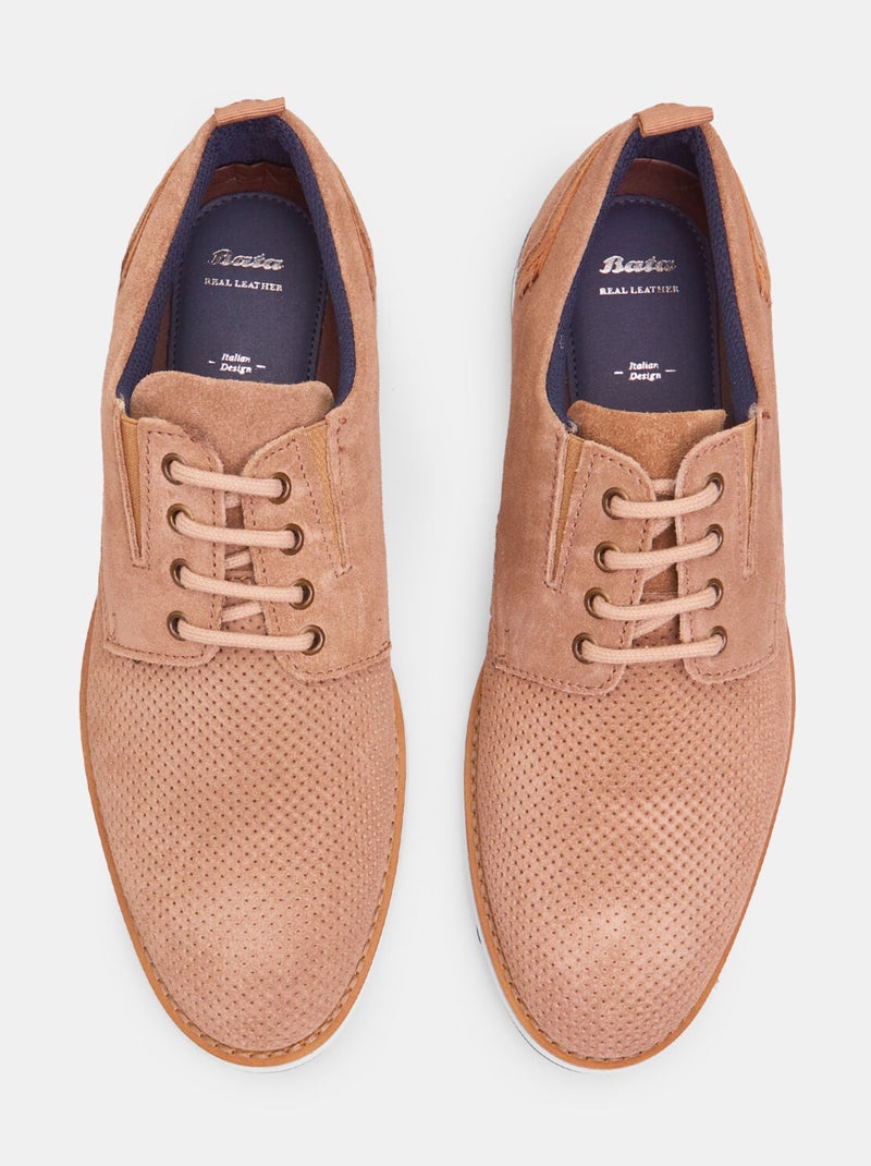 Chaussures à lacets en daim BATA Taupe - Kiabi