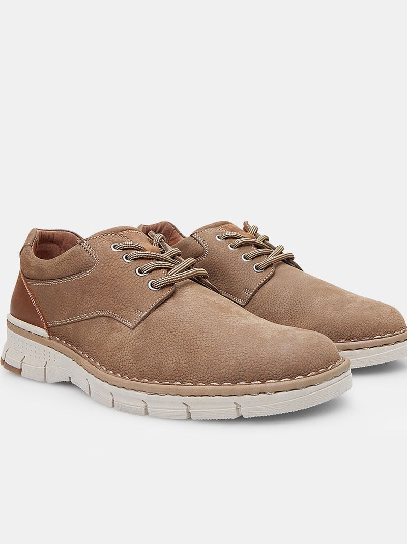 Chaussures à lacets en nubuck BATA Taupe - Kiabi