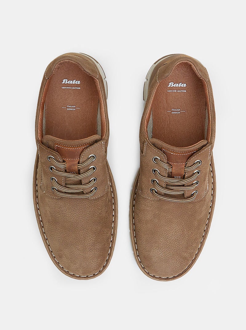 Chaussures à lacets en nubuck BATA Taupe - Kiabi