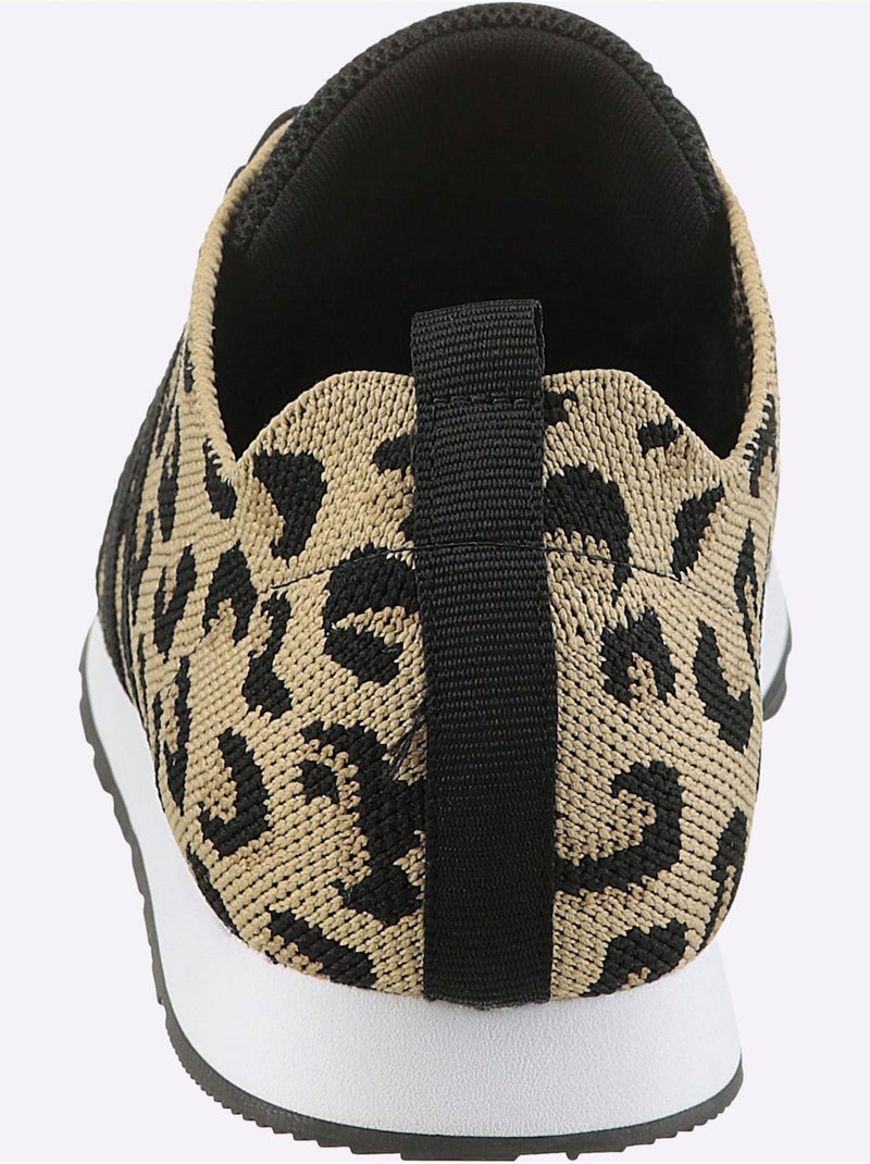 Chaussures à lacets en textile élastique avec motifs animaliers - Taille standard - Helline Noir Marron - Kiabi