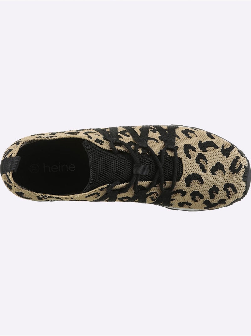 Chaussures à lacets en textile élastique avec motifs animaliers - Taille standard - Helline Noir Marron - Kiabi