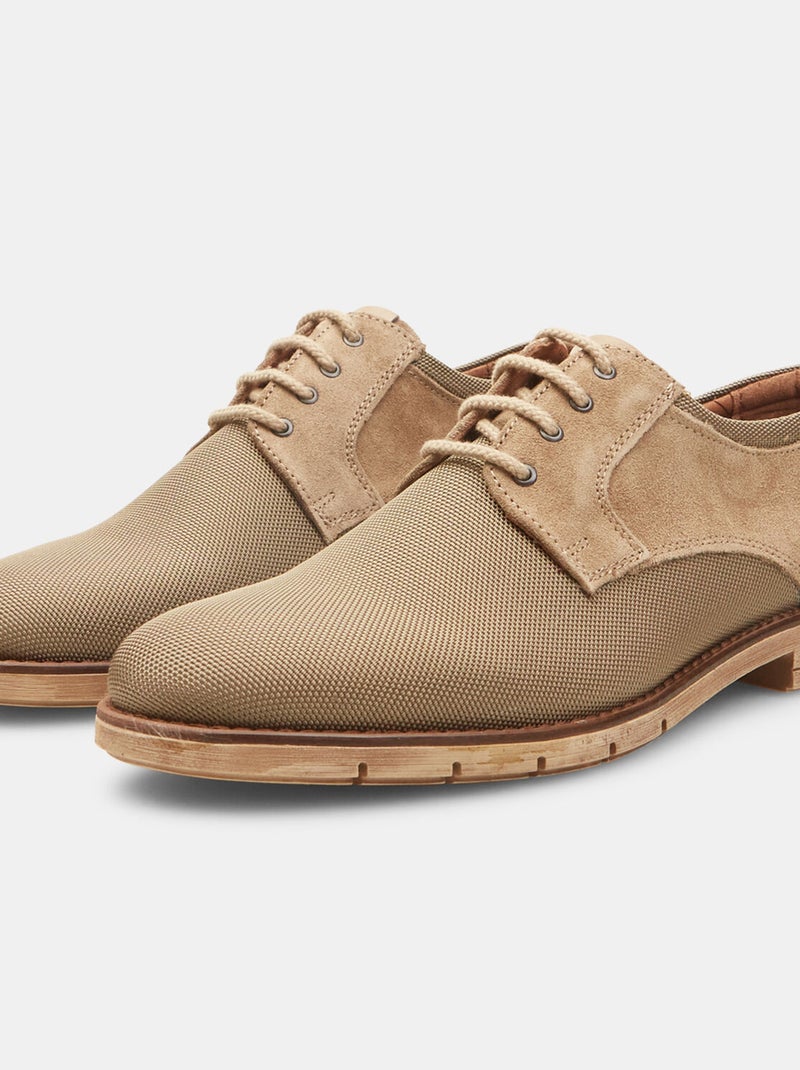 Chaussures à lacets Flexible en cuir velours BATA Beige - Kiabi